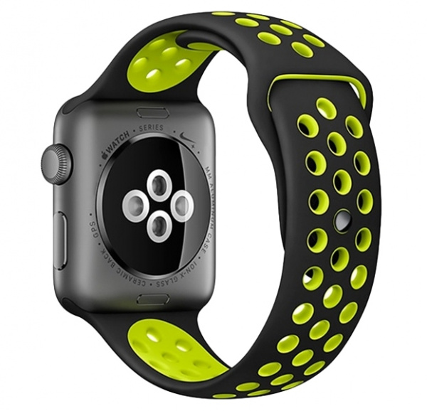 Ремешок Apple Watch 38/40 mm Perforated Sport Band Black/Yellow