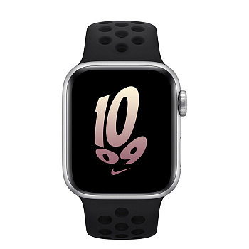 Часы Apple Watch SE 44mm Silver Aluminum Case with Nike Sport Band Black/Black