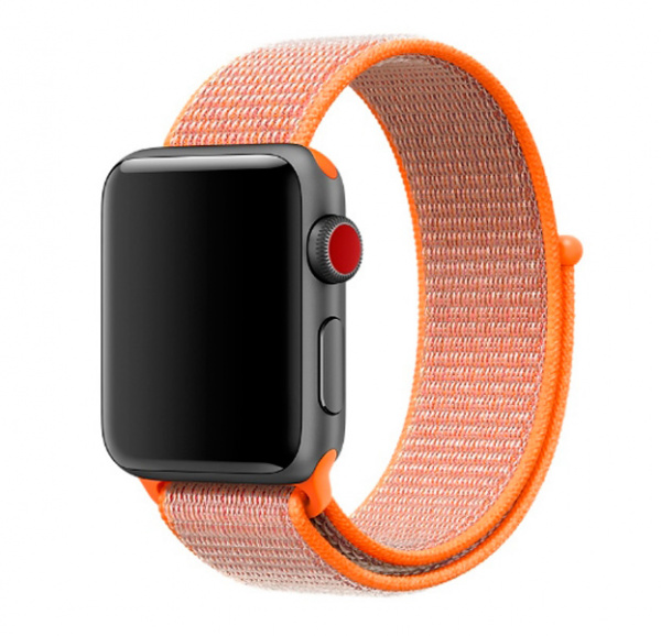 Оранжевый нейлоновый ремешок на липучке для Apple Watch 42/44 mm