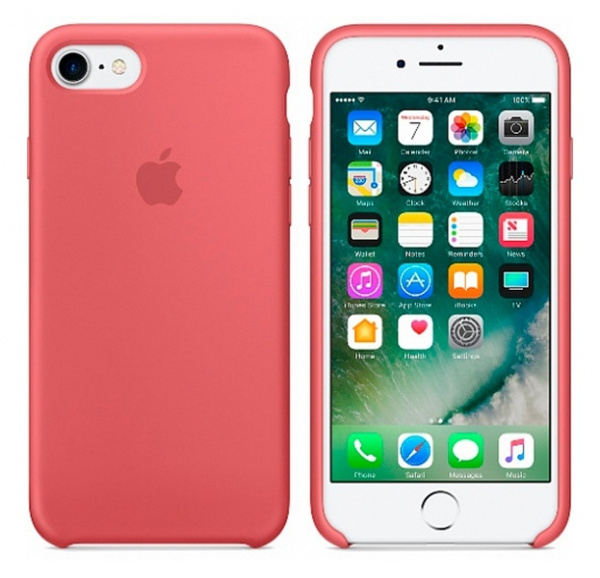 Светло-красный силиконовый чехол для iPhone SE/8/7 Silicone Case