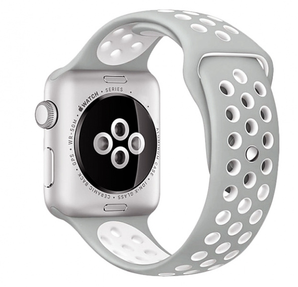 Ремешок Apple Watch 42/44 mm Perforated Sport Band Dark Gray/White