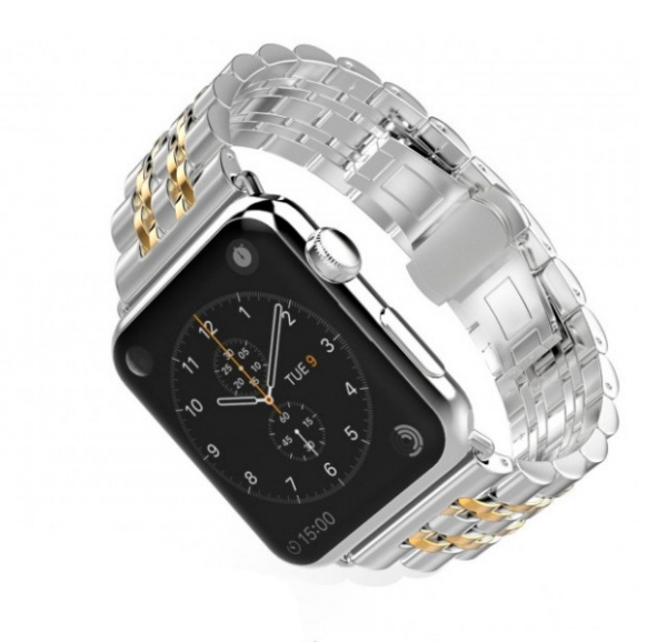 Металлический ремешок для Apple Watch 38/40 mm 7-Bead Metal Band Silver/Gold