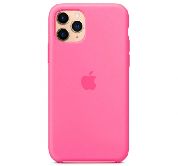 Чехол для iPhone 11 Pro Max Silicone Case силиконовый ярко-розовый