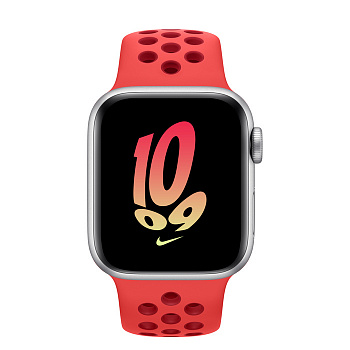 Часы Apple Watch SE 40mm Silver Aluminum Case with Nike Sport Band Bright Crimson/Gym Red